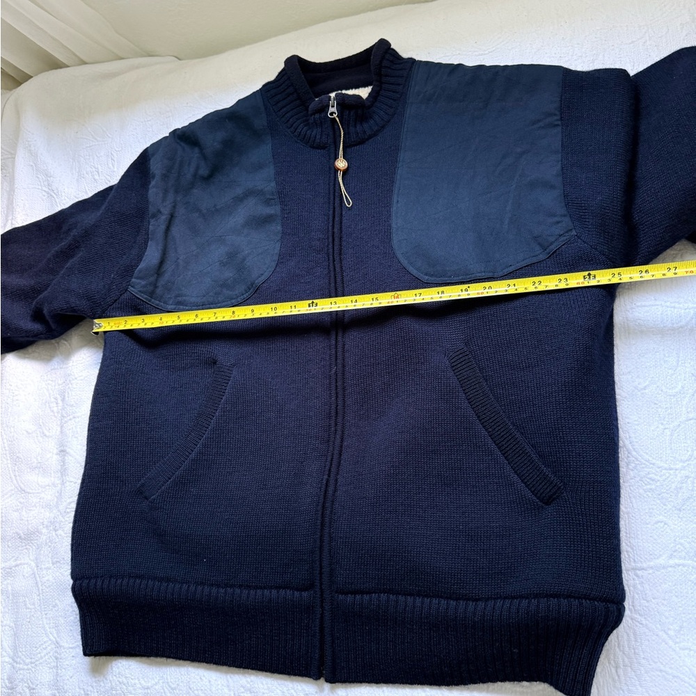 BERETTA Men’s Navy Wool JacketNWOT Sherpa LinenFull Zip Sweater Coat Large - Picture 10 of 17